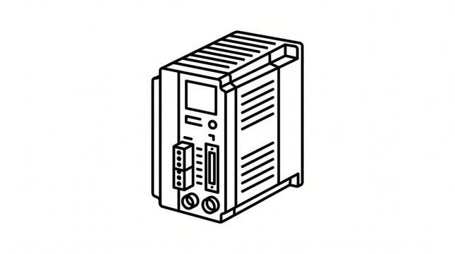 Industrial servo drive electronic controller unit in line art style