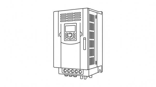 Industrial variable frequency drive unit in line art style isolated