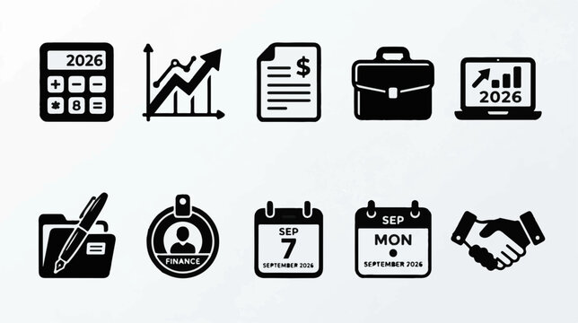Finance workplace icon set creation vector icon set, professional editable SVG illustration collection for business, industry, workplace, technology and modern design projects with clean symbols, isol