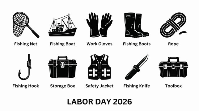 Fishing industry worker icon set vector icon set, professional editable SVG illustration collection for business, industry, workplace, technology and modern design projects with clean symbols, isolate