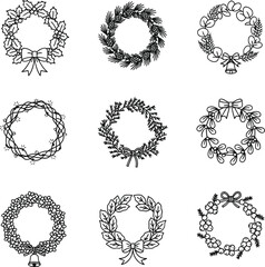 Fototapeta premium Black and white floral patterns with intricate petal and leaf black background botanical ink style