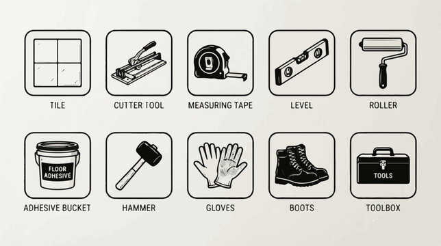Flooring installer icon set 2 vector icon set, professional editable SVG illustration collection for business, industry, workplace, technology and modern design projects with clean symbols, isolated e