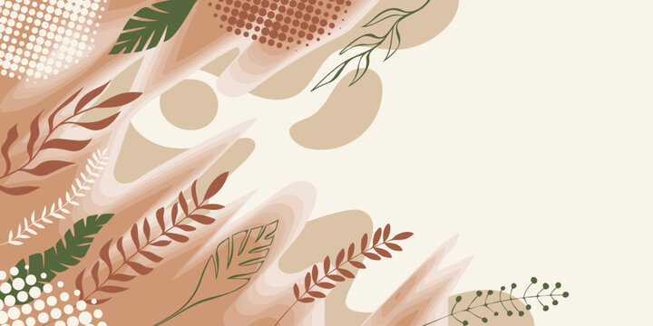 Autumn frame, organic shapes, amorphous and vegetable figures, open space, vector design