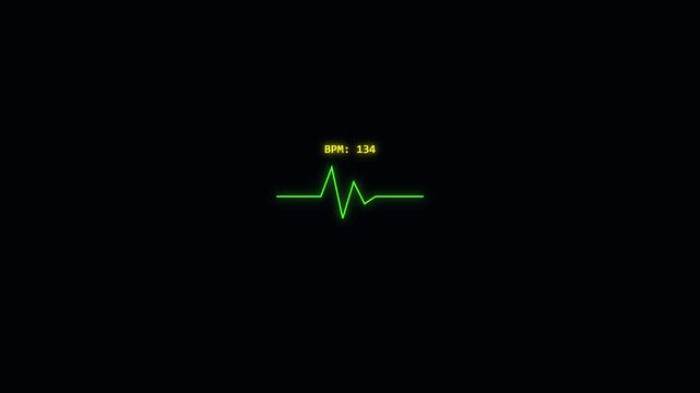 Digital heartbeat monitor ekg pulse line with bpm counter animation 4k medical