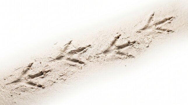 A sequence of bird tracks marks the sandy surface indicating movement across the terrain where a small winged creature wandered during the early morning hours leaving evidence of its natural