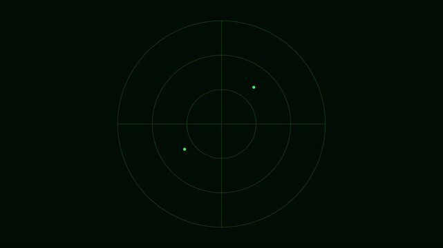 Digital radar screen interface with scanning motion and target detection animation 4k sonar