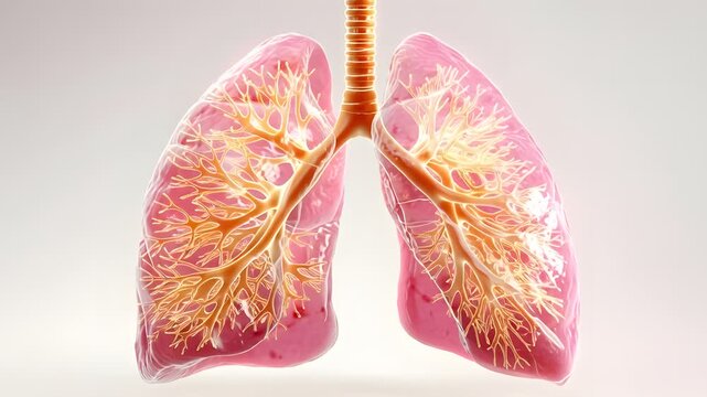 Lungs Anatomy Model Showing Bronchial Tree and Pulmonary Structure