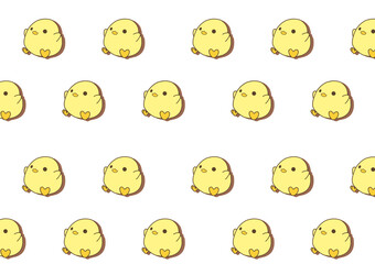 可愛いひよこのシームレスパターン背景イラスト（白） © 故郷