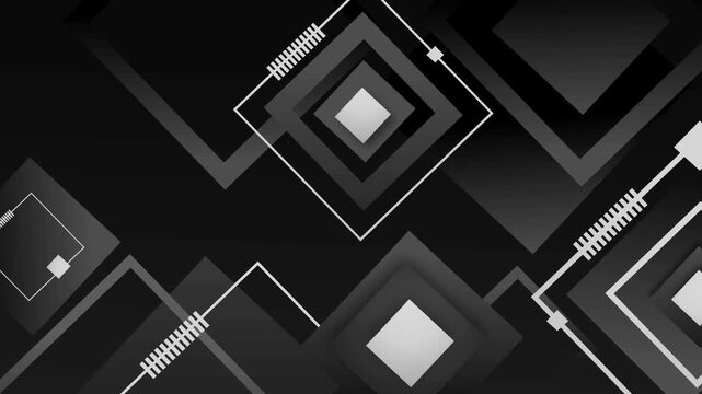 Abstract geometric background squares diamonds and diagonal lines creating a modern tech style design animation