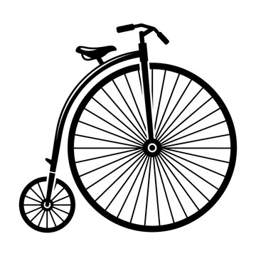 vector illustration of Vintage black and white high wheel bicycle illustration