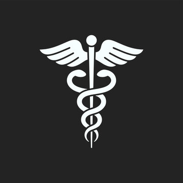 vector illustration of Medical caduceus symbol on blue background