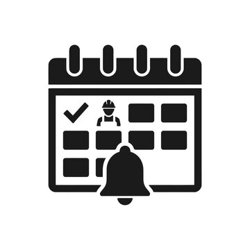 vector illustration of Calendar icon with alarm bell notification and checkmark
