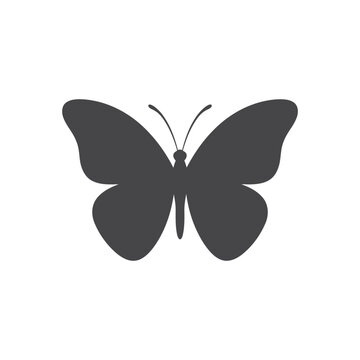 vector illustration of Black silhouette butterfly with open wings