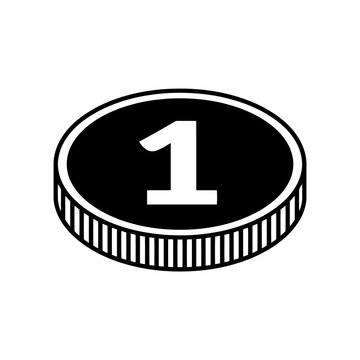 vector illustration of Black and white number one coin icon