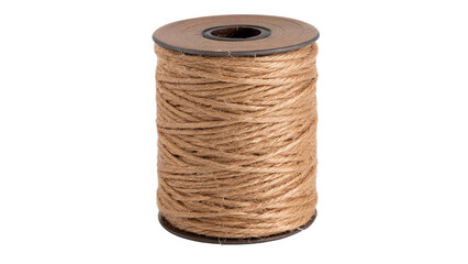Spool of brown natural jute twine rope isolated on transparent background. © harrington