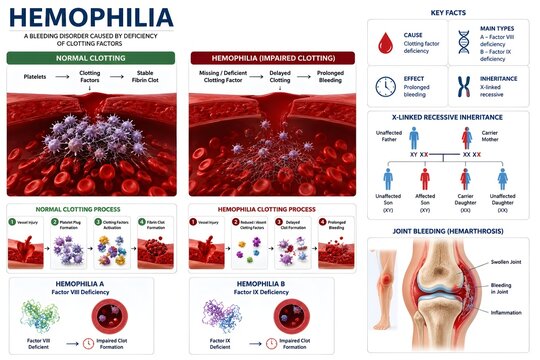 Hemophilia &mdash; Blood Clotting Disorder Medical Infographic