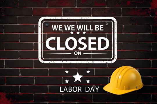 We Will Be Closed on Labor Day, Labor Day Closed Hard Hat Sign, Closed for Labor Day Banner, Construction Labor Day Closed Notice, Worker Hard Hat Labor Day Closed