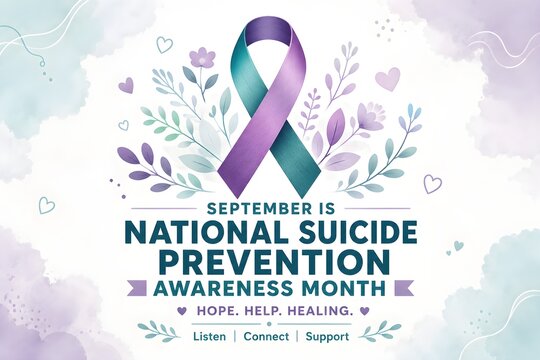 September is national suicide prevention awareness month awareness ribbon