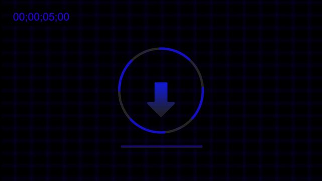 Blue glowing arrow inside circular frame on dark background