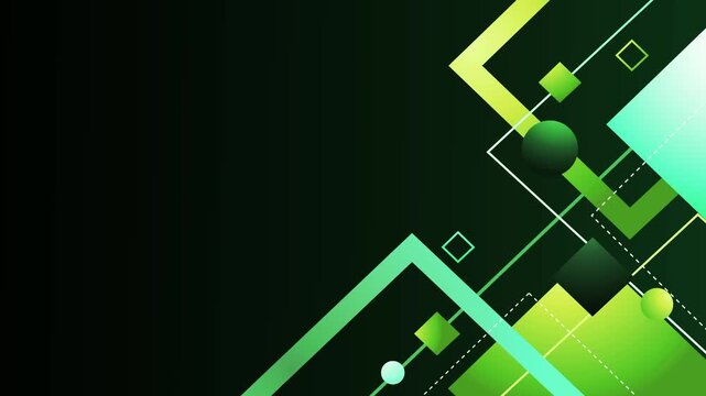 Abstract geometric background with diagonal lines squares circles and dark copy space for design animation
