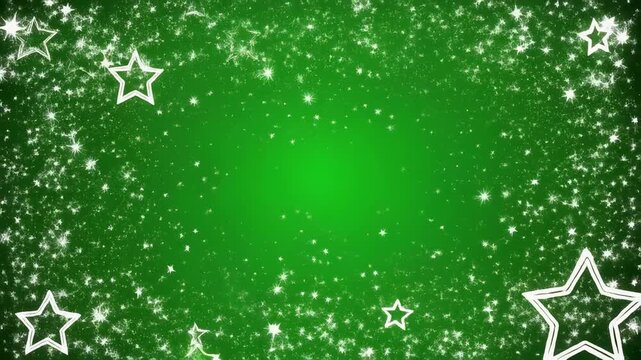 Sparkling Star Border Animation on Green Gradient Background with Subtle Glow