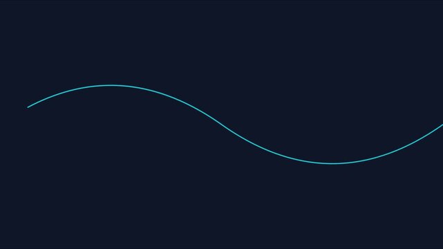 Minimalist cyan sine wave animation on dark 4k background, for technology and, data visualization abstract