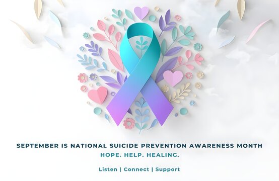 September is national suicide prevention awareness month awareness ribbon