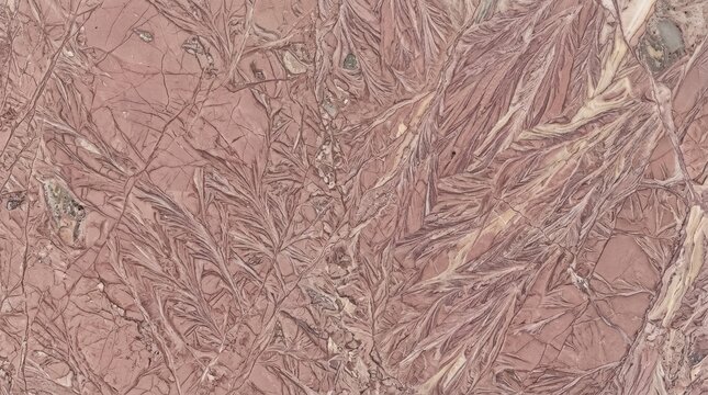 Close-up of dusty rose marble stone with intricate veining and organic branching patterns