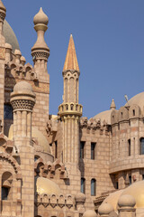 Fototapeta premium Al Sahaba Mosque, majestic unique Islamic temple in city center Old Market, Sharm el Sheikh, Egypt