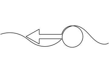 Obraz premium Modern scroll arrow pointing down icon sign continuous one line drawing on white background minimalist indicator of move and press symbol editable outline vector illustration