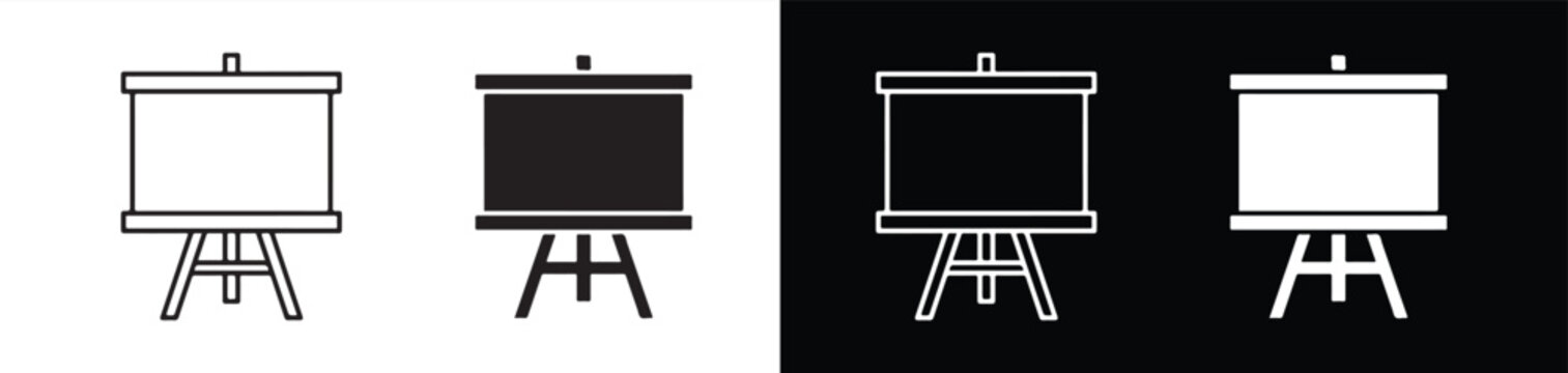 Easel drawing boards with different screen displays and transparent background for graphic design projects