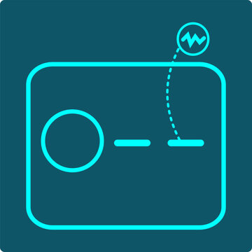 SQL Injection icon: header circle, two clean data fields, intact boundary, a hidden dotted link reveals payload turning erratic near the database. Part of our API/HTTP request visual grammar.