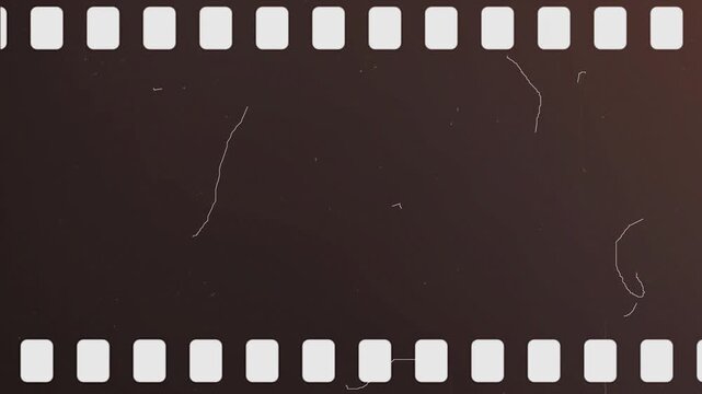 Vintage old filmstrip tape defects with noise and dust overlay. Old damaged film burn and grain texture on black background 4K video.