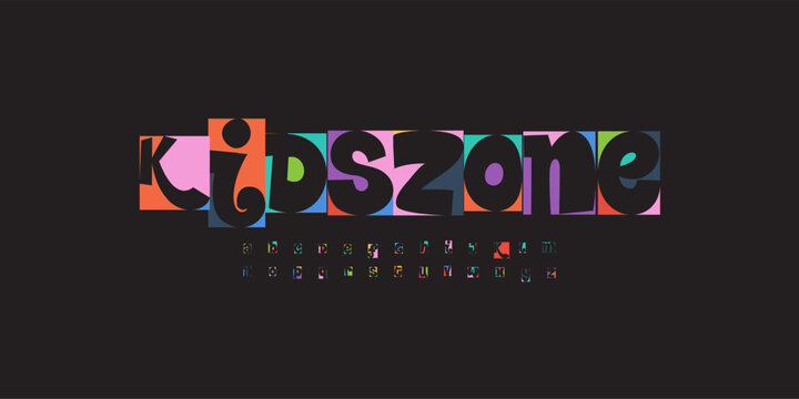 Font Festival Logo Carnival Alphabet Groovy Letter Set Modern Typography, Creative Typographic Design for Food Music Fest Title, Funny Typo Poster Headline, Kids Logotype. Vector Typeface