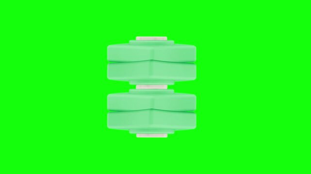 green plastic PP-R (Polypropylene Random Copolymer) or PVC pipe 3D animated on green screen background.