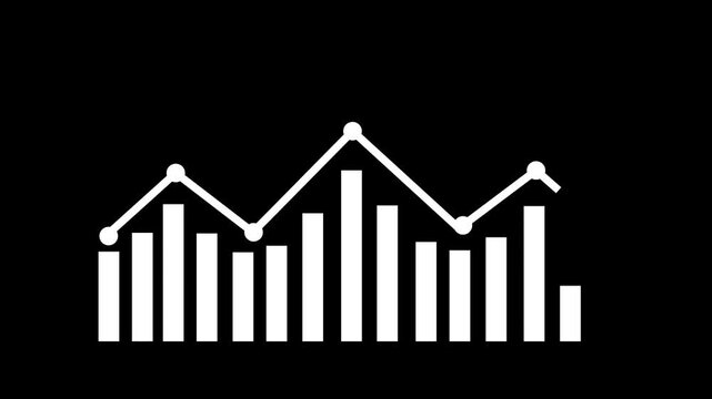 Simple bar and line chart showing business graph data trend and growth animation