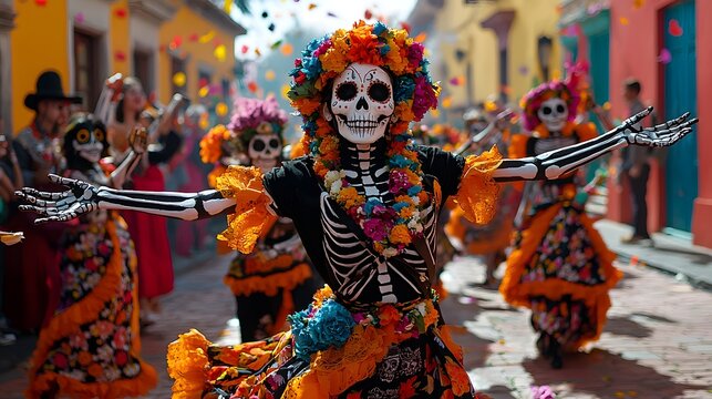 Day of the Dead colorful parade.