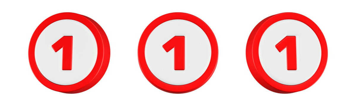 number 1 3D rendering icon