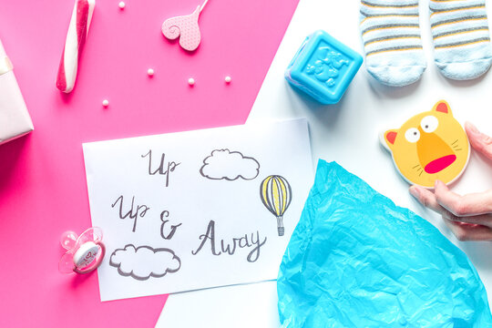birth child baby shower concept boy or girl top view