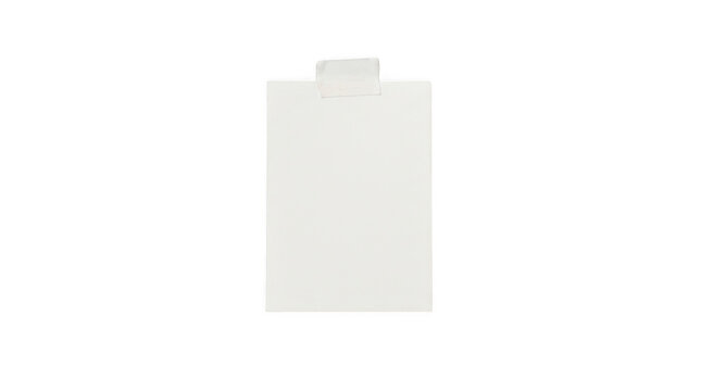 Minimalist white paper note, blank adhesive memo, clean stationery template isolated on Transparent Background