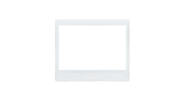 Empty vintage photo frame with wide bottom border isolated on transparent background