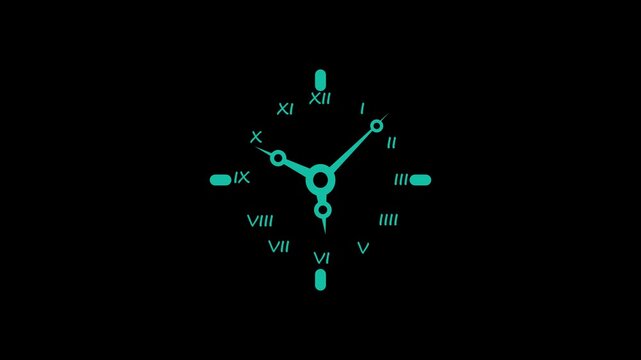 Minimal analog clock face with roman numerals and hands animation