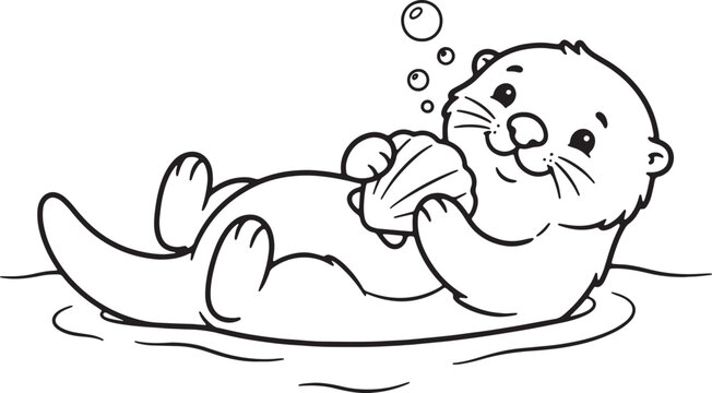 Overweight cartoon pig lying on its stomach, smiling