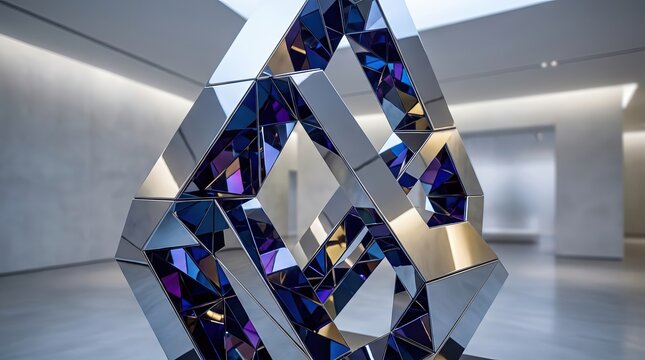 Space Age Metal Art, Abstract Metal Sculpture in Modern Art Installation