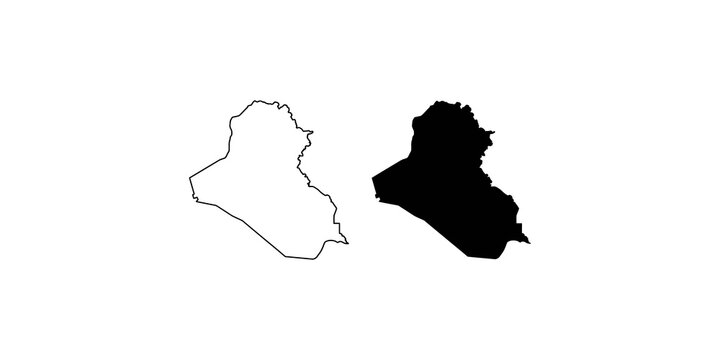 Iraq country map outline and solid silhouette shape for international geography projects.