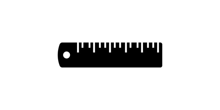 Black ruler icon with measurement markings for drafting architecture and school engineering tasks.