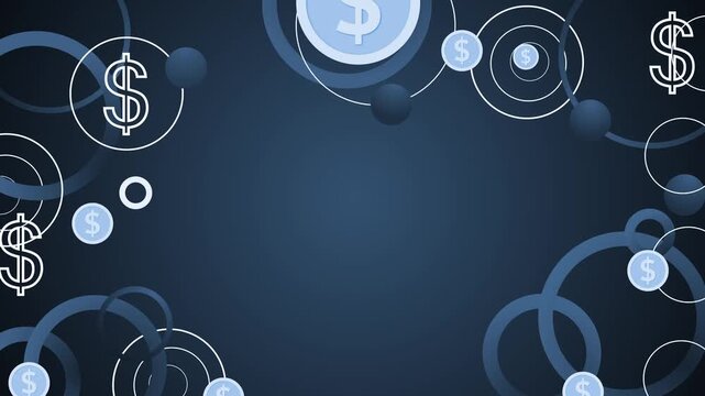 Abstract finance background with dollar symbols animation
