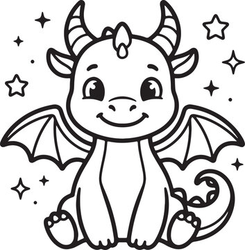 Smiling cartoon elephant surrounded by sparkles smile stars