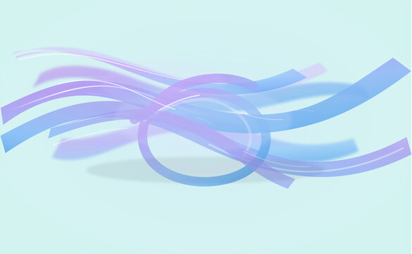 Abstract purple and blue flowing ribbons, ethereal curved lines on light background, soft motion wave graphic for digital design