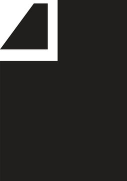 Right angled geometric shape black and white silhouette on transparent background